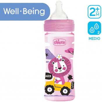 Chicco Well-Being Anticultic Baby Middle Flow, Bedonon 2 Months + With Physio Teat In Soft Silicone And Soft Sense Finish, Baby 