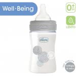Chicco Well Being Γυάλινο Μπιμπερό Με Θηλή Σιλικόνης 0M+ 150Ml A50-28711-30 8058664129928