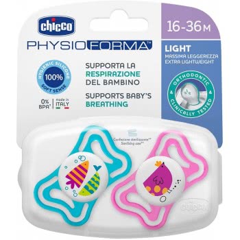 Chicco Physio Light Silicone Pacifier Pink 16-36 Months 2 Pieces C20-71035-11 8058664097265