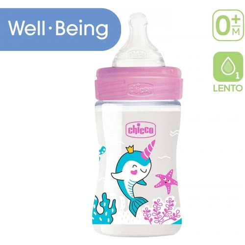 Chicco Baby Wellness Slow Plastic Flow With Silicone Teat, 150 Ml, 90 G A60-28611-10 8058664129447