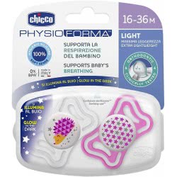 Chicco Physio Light Pacifier For Night 16-36 Months 2 Pieces C20-71035-41 8058664097289
