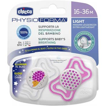 Chicco Physio Light Pacifier For Night 16-36 Months 2 Pieces C20-71035-41 8058664097289