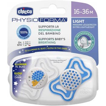 Chicco Physio Light Pacifier For Night 16-36 Months 2 Pieces C20-71035-41 8058664097289