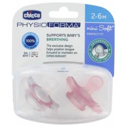 Chicco Mini Soft 2-6M Physioforma Pink Pacifier (2Pcs) C60-73231-11 8058664128440