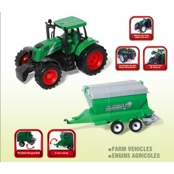 Toys-shop Choice Friction Farm Tractor With Harvester Trailor 46Cm JA095859 6990521958598