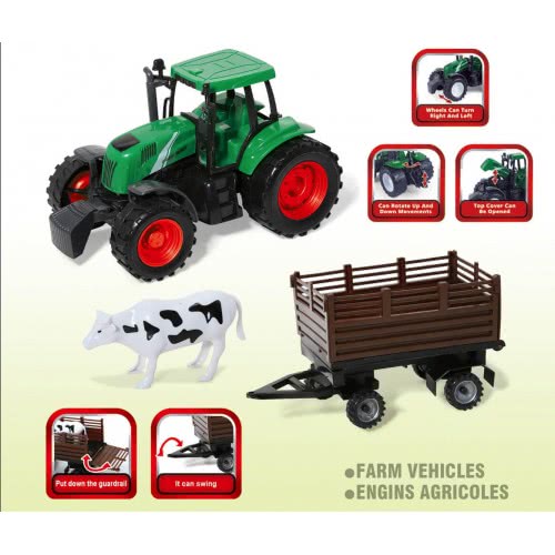 Toys-shop Choice Friction Τρακτέρ Και Καρότσα Με Αγελάδα 46Εκ JA095862 6990521958628
