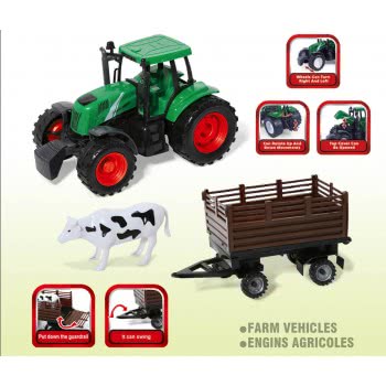 Toys-shop Choice Friction Farm Tractor And Trailor With Cow 46Cm JA095862 6990521958628