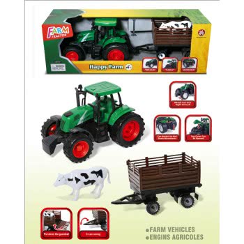 Toys-shop Choice Friction Farm Tractor And Trailor With Cow 46Cm JA095862 6990521958628