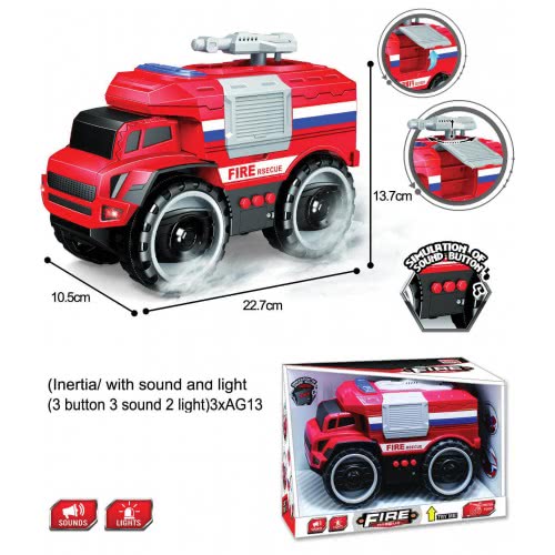 Toys-shop Choice Friction Fire Engine Jeep With Light And Music ,With Battery 3*AG13 JA096010 6990521960102