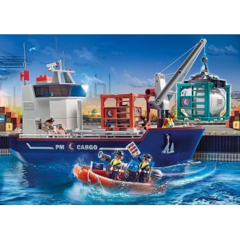 Playmobil City Action Cargo Ship With Boat, Floats, For Children Ages 4+ 70769 4008789707697