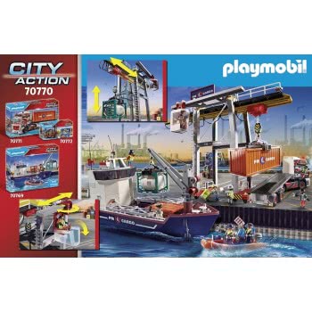 Playmobil City Action Electric Cargo Crane With Container, Built-In Motor, For Children Ages 4+ 70770 4008789707703