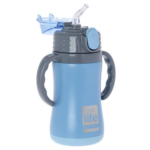 eco life Θερμός Ανοξείδωτος Παιδικός Γαλάζιος Με Καλαμάκι 300Ml 33-ΒO-3006 5208009001775