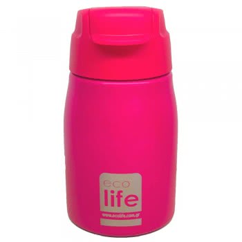 eco life Παγούρι Ανοξείδωτο Ροζ Με Καλαμάκι 400Ml 33-BO-1997 5208009000877