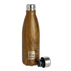 eco life Μεταλλικό Μπουκάλι Θερμός 500Ml - Wood 33-BO-3022 5208009000891