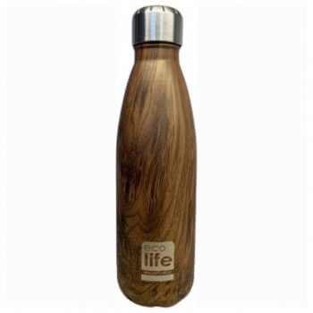 eco life Μεταλλικό Μπουκάλι Θερμός 500Ml - Wood 33-BO-3022 5208009000891