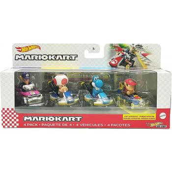 Mattel Hot Wheels Mario Kart Vehicle 4-Pack, Set Of 4 Fan-Favorite Characters Includes 1 Exclusive Model GWB36 / GXX98 887961965