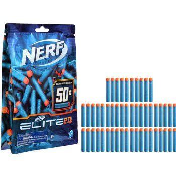 Hasbro Nerf Elite 2.0 50 Dart Refill Pack Περιλαμβάνει 50 Επίσημα Βέλη 2.0, Συμβατά Με Elite Blasters E9484 5010993747580