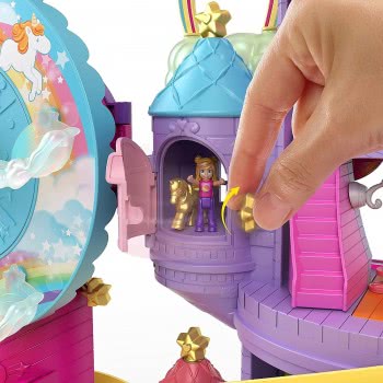 Mattel Polly Pocket Amusement Park Set, 3 Vehicles, 7 Playgrounds, 2 Dolls, Unicorns And 25 Accessories (30 Pieces In Set) GYK44