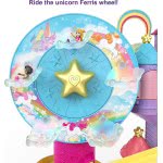 Mattel Polly Pocket Amusement Park Set, 3 Vehicles, 7 Playgrounds, 2 Dolls, Unicorns And 25 Accessories (30 Pieces In Set) GYK44