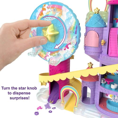 Mattel Polly Pocket Amusement Park Set, 3 Vehicles, 7 Playgrounds, 2 Dolls, Unicorns And 25 Accessories (30 Pieces In Set) GYK44