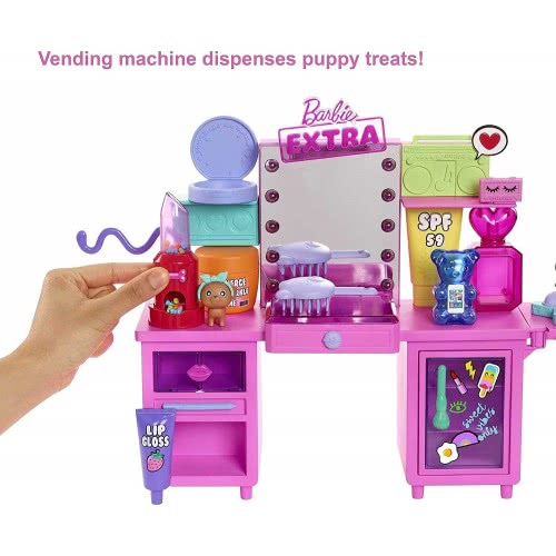 Mattel Barbie Doll And Playset Vanity With Exclusive Doll, Pet Puppy 45+ Pieces, Including Vanity, Clothes Shelf, Light M GYJ70 