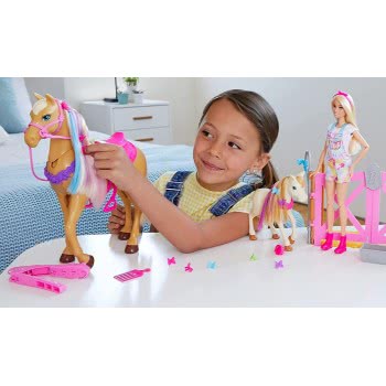 Mattel Groom N Cares Horses Playset With Doll (Blonde 11.5-In), 2 And 20+ Grooming Hairstyling Accessories, Gift For 3 To 7 GXV7