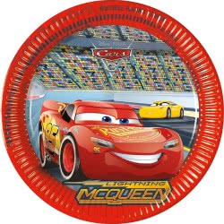 PROCOS Party Plates Cars 3, Size 23 Cm, Pack Of 8, Disposable Paper Plates For Childrens Birthday Party Tableware 093437 5201184