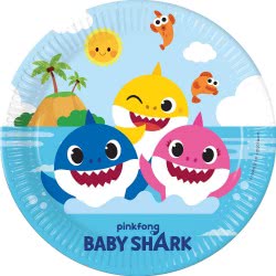 PROCOS Baby Shark Party Plates Size 23 Cm Pack Of 8 Disposable Paper Plates Childrens Birthday Party Tableware Fsc 093459 520118