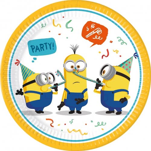 PROCOS Party Plates Minions Rise Of Gru, Size 23 Cm, Pack Of 8, Disposable Paper Plates For Childrens Birthdays 093457 520118493