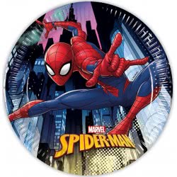 PROCOS Party Plates Spiderman Team Up Size 20 Cm Pack Of 8 Disposable Paper Plates Childrens Birthday Party Tableware Fsc 093486