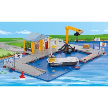 siku World Non-Powered Λιμάνι Με Πλοιάριο Και Εξοπλισμό 5512 4006874055128