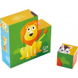 Hape Jungle Animal Block Ξύλινο Παζλ Κύβοι Ζωάκια Ζούγκλας E1619 6943478018792