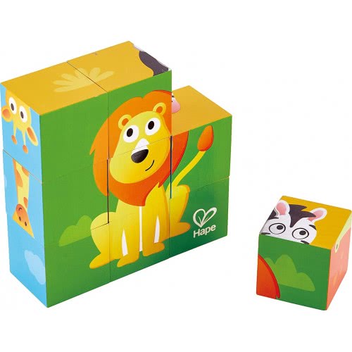 Hape Jungle Animal Block Ξύλινο Παζλ Κύβοι Ζωάκια Ζούγκλας E1619 6943478018792