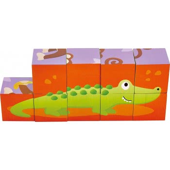 Hape Jungle Animal Block Ξύλινο Παζλ Κύβοι Ζωάκια Ζούγκλας E1619 6943478018792