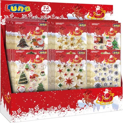 LUNA OFFICE Αυτοκόλλητα Χριστουγεννιάτικα 10X22ek Puffy Glitter 000621136 5205698449031