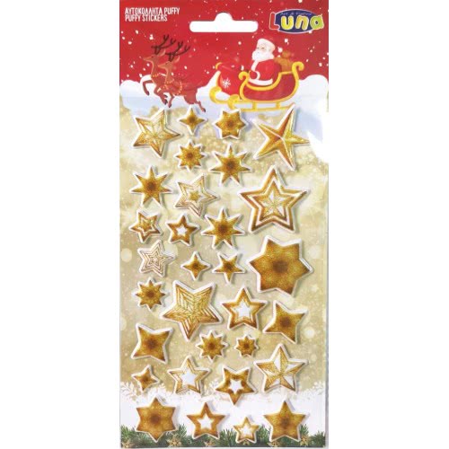 LUNA OFFICE Αυτοκόλλητα Χριστουγεννιάτικα 10X22ek Puffy Glitter 000621136 5205698449031