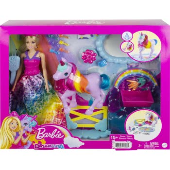 Mattel Dreamtopia Unicorn Pet Playset With Barbie Princess Doll GTG01 887961914061