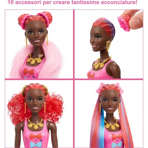 Mattel Barbie Color Reveal Glitter! Hair Swaps Doll, Glittery Blue With 25 Hairstyling Και Party-Themed Surprises Including 1 HB