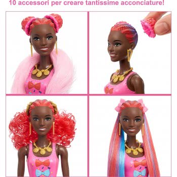 Mattel Barbie Color Reveal Glitter! Hair Swaps Doll, Glittery Blue With 25 Hairstyling Και Party-Themed Surprises Including 1 HB