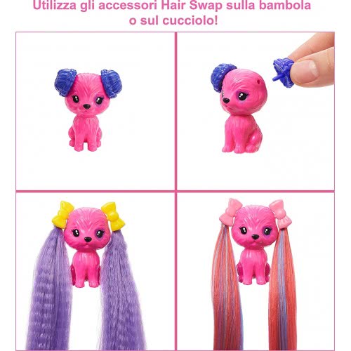 Mattel Barbie Color Reveal Glitter! Hair Swaps Doll, Glittery Blue With 25 Hairstyling Και Party-Themed Surprises HBG38 / HBG40 