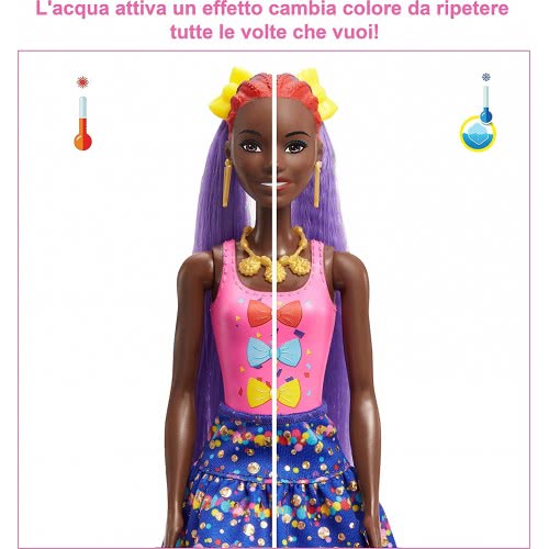 Mattel Barbie Color Reveal Glitter! Hair Swaps Doll, Glittery Blue With 25 Hairstyling Και Party-Themed Surprises Including 1 HB