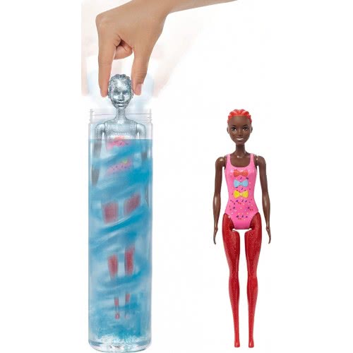 Mattel Barbie Color Reveal Glitter! Hair Swaps Doll, Glittery Blue With 25 Hairstyling Και Party-Themed Surprises Including 1 HB