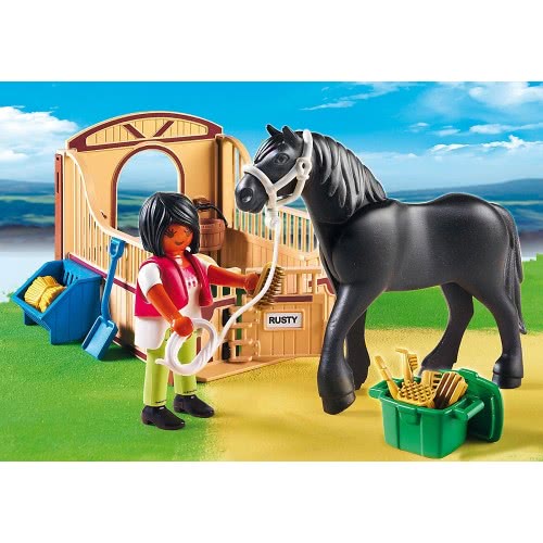 Playmobil Άλογο Black Stallion Με Στάβλο 5519 4008789055194
