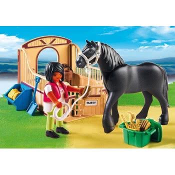 Playmobil Άλογο Black Stallion Με Στάβλο 5519 4008789055194