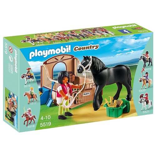 Playmobil Άλογο Black Stallion Με Στάβλο 5519 4008789055194