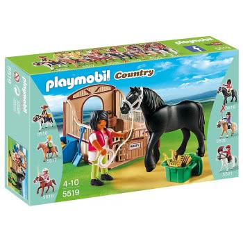 Playmobil Άλογο Black Stallion Με Στάβλο 5519 4008789055194