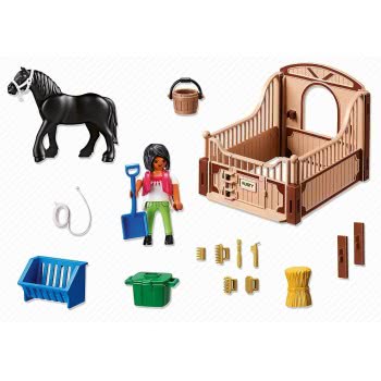Playmobil Άλογο Black Stallion Με Στάβλο 5519 4008789055194