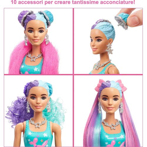 Mattel Barbie Color Reveal Doll, Glittery Purple With 25 Hairstyling Και Party-Themed Surprises Including 10 Plug Inch Hair P HB