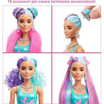 Mattel Barbie Color Reveal Doll, Glittery Purple With 25 Hairstyling Και Party-Themed Surprises Including 10 Plug Inch Hair P HB