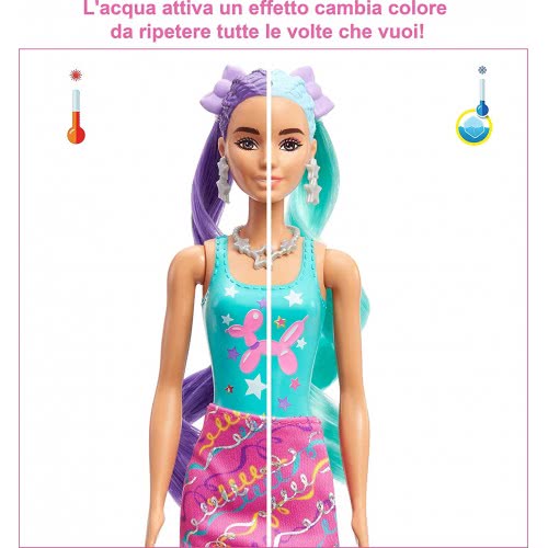 Mattel Barbie Color Reveal Doll, Glittery Purple With 25 Hairstyling Και Party-Themed Surprises Including 10 Plug Inch Hair P HB